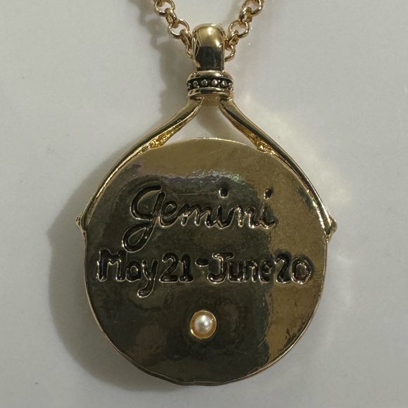 Gemini Zodiac Sign Rhinestone Medallion Pendant Necklace - Picture 3 of 11
